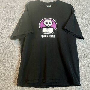 Mario Nintendo T Shirt Men's XL‎ 2003 Poison Mushroom Game Over M&O Knits
